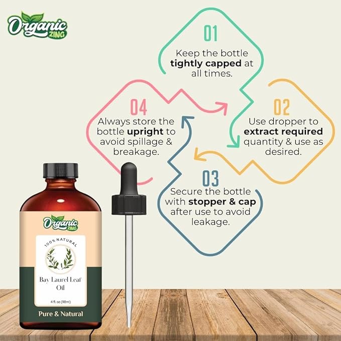 Bay Laurel Leaf (Laurus Nobilis) Oil | Pure & Natural Essential Oil for Skincare, Hair Care & Massage - 118ml/4 fl oz