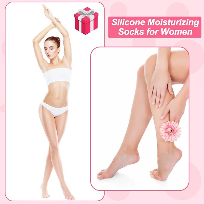 BUSOHA 3 Pairs Silicone Socks for Dry Cracked Feet Women, Moisturizing Socks, Foot Spa Pedicure Silicone Socks