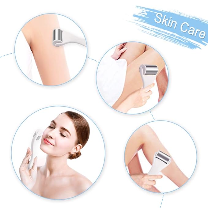 MAANGE Ice Roller for Face & Eye,Puffiness,Migraine,Pain Relief and Minor Injury,Skin Care Products Stainless Steel Face Massager Ice Roller Massager (White)