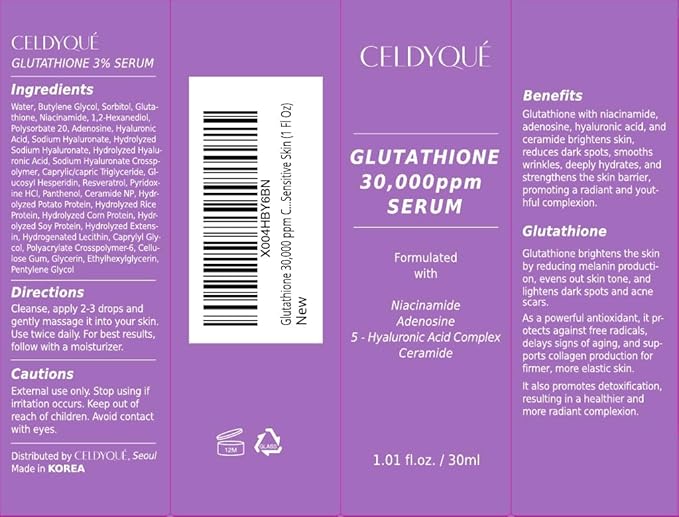 Pure Glutathione Concentrate Mix-in Serum 30,000 ppm w/Niacinamide & Hyaluronic Acid Ceramide | Evens Skin Tone Reduces Hyperpigmentation Acne Scars Dark Spots for Sensitive Skin Korean Skincare