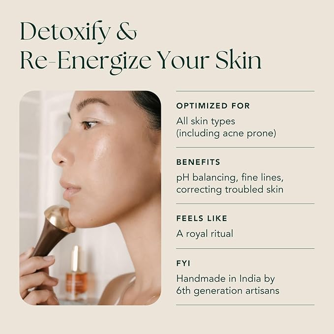 RANAVAT Radiant & Re-Energizing Skincare Duo - Brightening Saffron Serum & Kansa Wand Facial Massage Tool to Tone, Lift, & Improve Appearance of Dark Spots (2 Pieces)