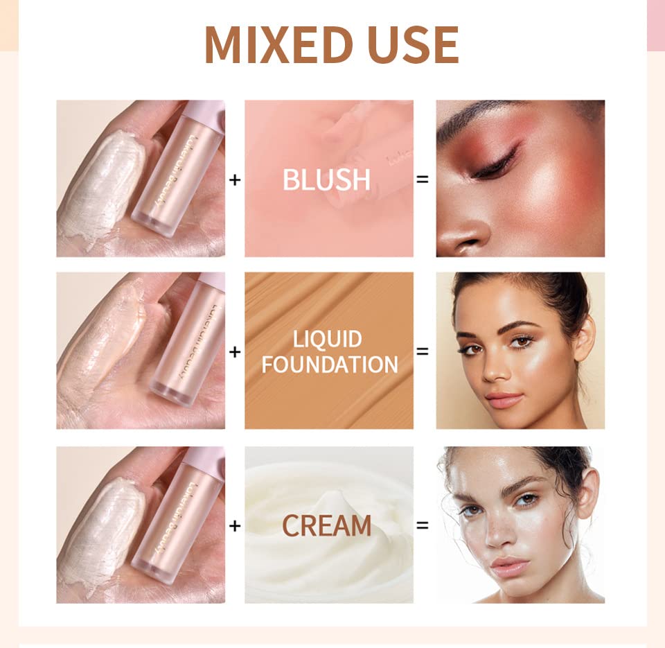 UNYOKE Liquid Highlighter, Highlighter makeup Stick，Makeup Highlighter Face Illuminator, Beauty Glow Highlight Body Shimmer, Waterproof Smooth Cream Highlighter, Longlasting Liquid Highlighter, Body Highlighter.-04#