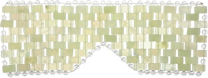 Jade Eye Mask Green Jade Stone Large Facial Cooling Mask Weighted Eye Sleeping Relief Cover for Hot & Cold Therapy to Reduce Wrinkles Headache Migraine Puffiness Migraines Anti-Aging Therapy