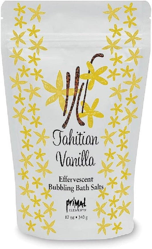 Primal Elements Detoxifying Sea Salt Soak, Bubbling Aromatherapy Salts, Tahitian Vanilla, 12 oz Resealable Bag