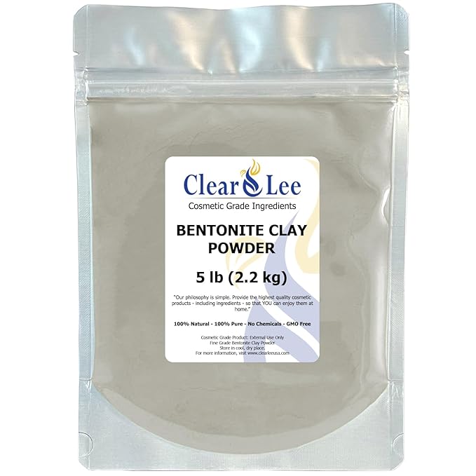 Bentonite Clay Cosmetic Grade Powder - 100% Pure Natural Powder - Indian Clay - Great For Skin Detox, Rejuvenation, and More - Heal Damaged Skin - DIY Clay Face Mask (5 lb)