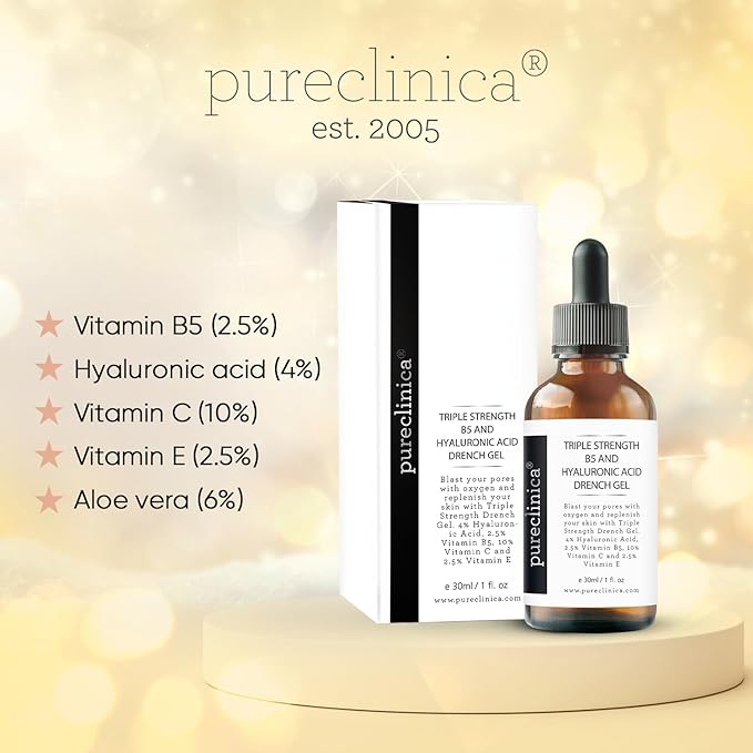 Triple Strength B5 (6.5%) and Hyaluronic Acid (4%) Drench Gel (w/Vit C 10% and E 2.5%) – 30ml / 1 fl oz