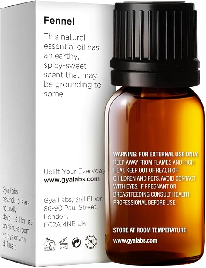 Gya Labs Fennel Essential Oil for Diffusers - 0.34 Fl Oz - 100% Pure Natural Fennel Oil for Aromatherapy, Skin, Candles Making - Sweet, Peppery, Refreshing Scent