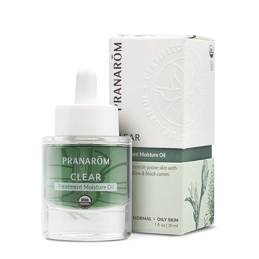 Pranarom - Clear Treatment Moisture Oil (1oz / 30ml) - 100% Pure & Natural Essential Oil Moisturizing Oil for Oily Skin Treatment & Nourishment