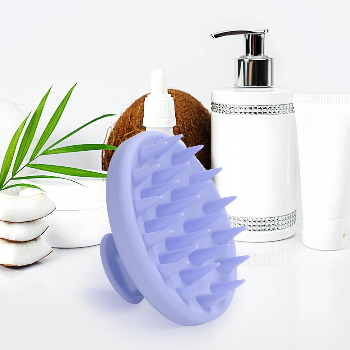 Silicone Scalp Massager, Scalp Scrubber for Hair Growth with Soft Bristles, Scalp Exfoliator Brush Dandruff Removal Shampoo Brush for Wet Dry Scalp Care (Light Purple)