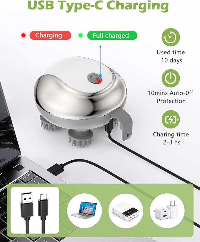 KeeKit Electric Pet Massager, Handheld Scalp Massager for Cats and Dogs, Cordless Cat Massage Tool with IPX7 Waterproof, 4 Silicone Heads, 3 Kneading Modes for Hair Growth, Deep Clean and Stress Relax