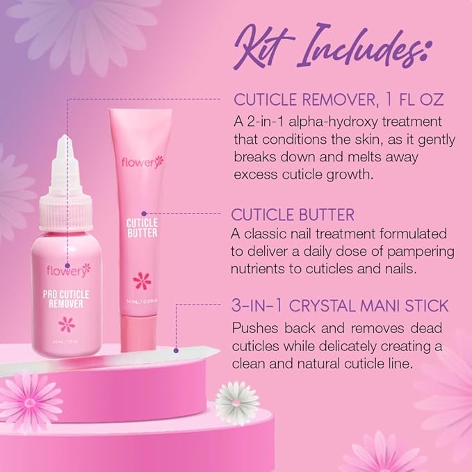 Flowery Pro Cuticle Kit, with Cuticle Butter and Pro Cuticle Remover, 2-piece Set, 1-pack