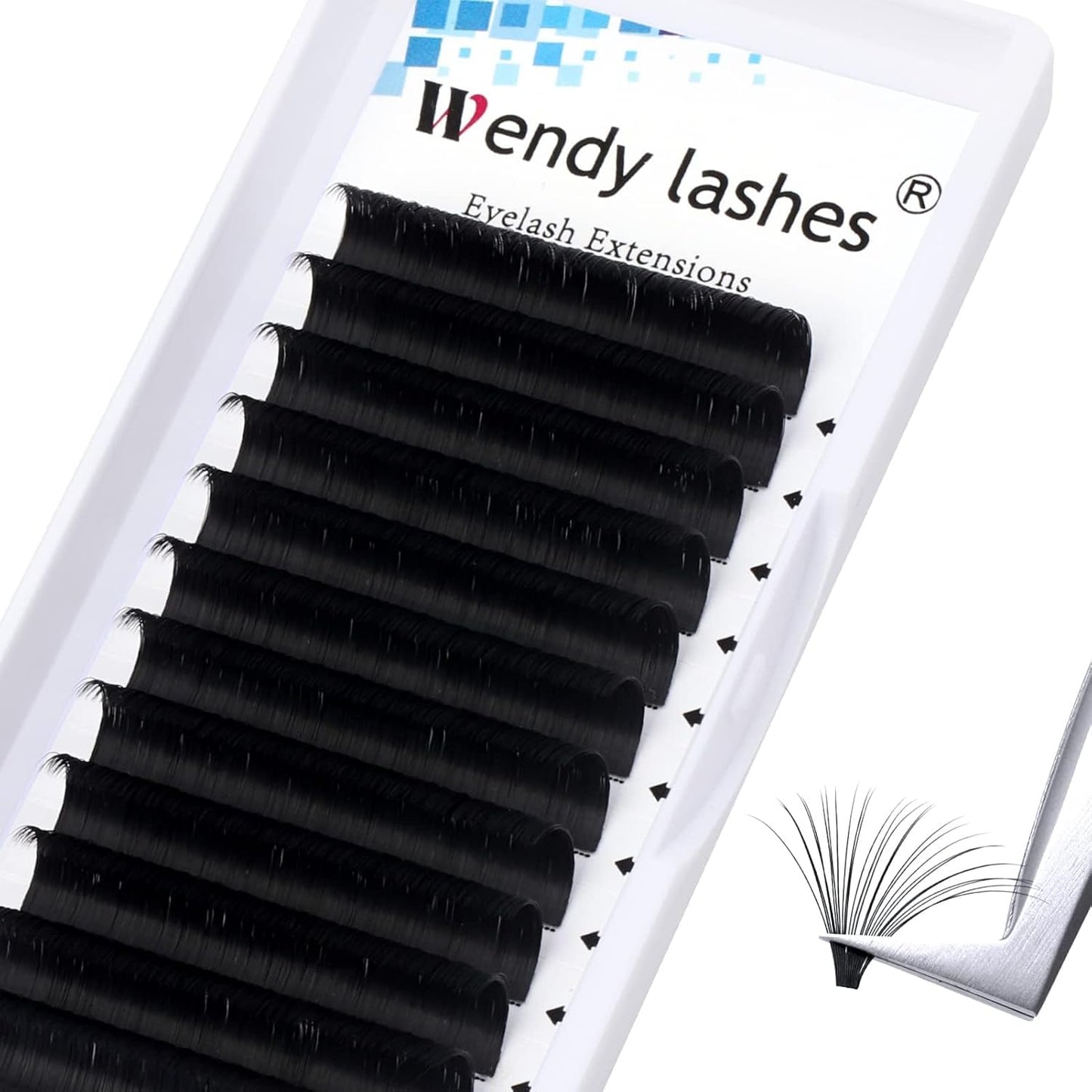 Easy Fan Volume for Lash Artists: Wendy, Handmade Fans for Eyelash Extensions, Self Fanning, Blooming, C-KH, Black, D-0.05-11