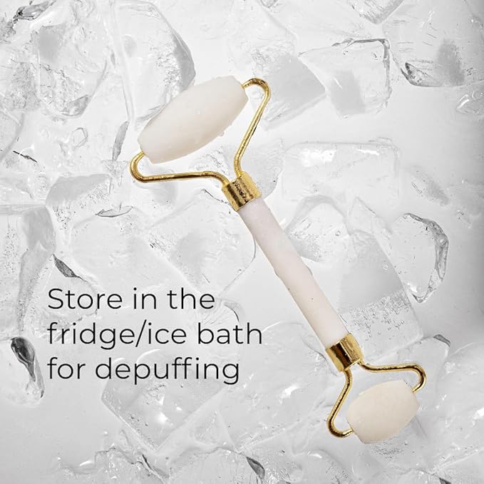 Face Roller Jade Roller for Face, Eye & Neck Skin Care, 100% Genuine Jade Stone Facial Roller Massager, Eye Roller for Puffy Eyes, Facial Rollers for Aging Skin, Facial Self Care for Women(White)