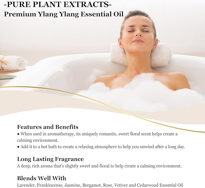 Ylang Ylang Essential Oil 10 ml Premium Ylang Ylang Oil Pure Essential Oil Great for Diffusers, Aromatherapy, DIY Soap - 0.33 Fl. oz