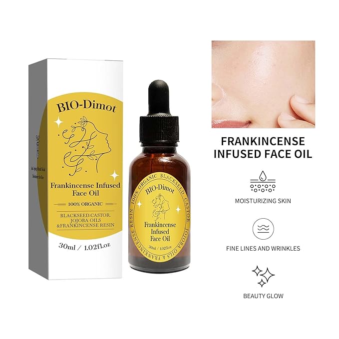 Frankincense Resin Oil, Natural Castor and Jojoba Oils Cold Pressed Serum Face Hydrates Anti-Aging Organic Frankincense Oil. -2Pcs