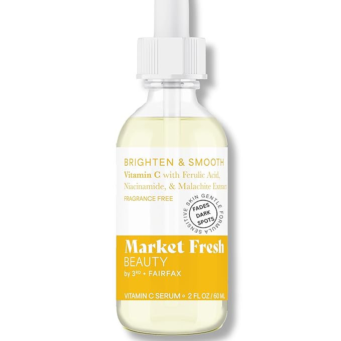 Vitamin C Serum with Ferulic Acid, Niacinamide, & Malachite Extract | Brighten & Smooth | Fragrance-Free | 2 fl oz