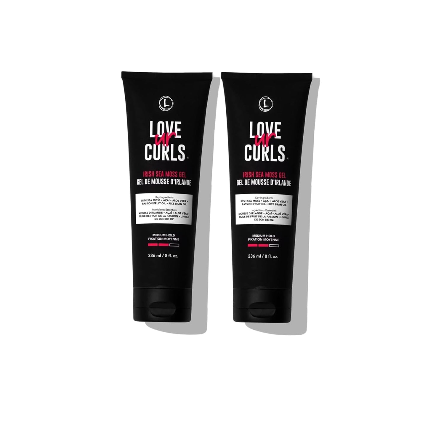 Love Ur Curls - Irish Sea Moss Hair Gel 2 Pack, Medium Hold Hair Styling Curling Gel for Defined Curly Hair, Waves & Coils, Vegan, Cruelty Free