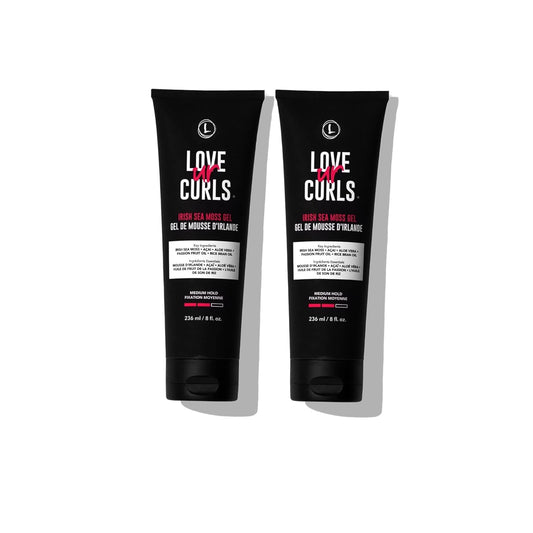 Love Ur Curls - Irish Sea Moss Hair Gel 2 Pack, Medium Hold Hair Styling Curling Gel for Defined Curly Hair, Waves & Coils, Vegan, Cruelty Free