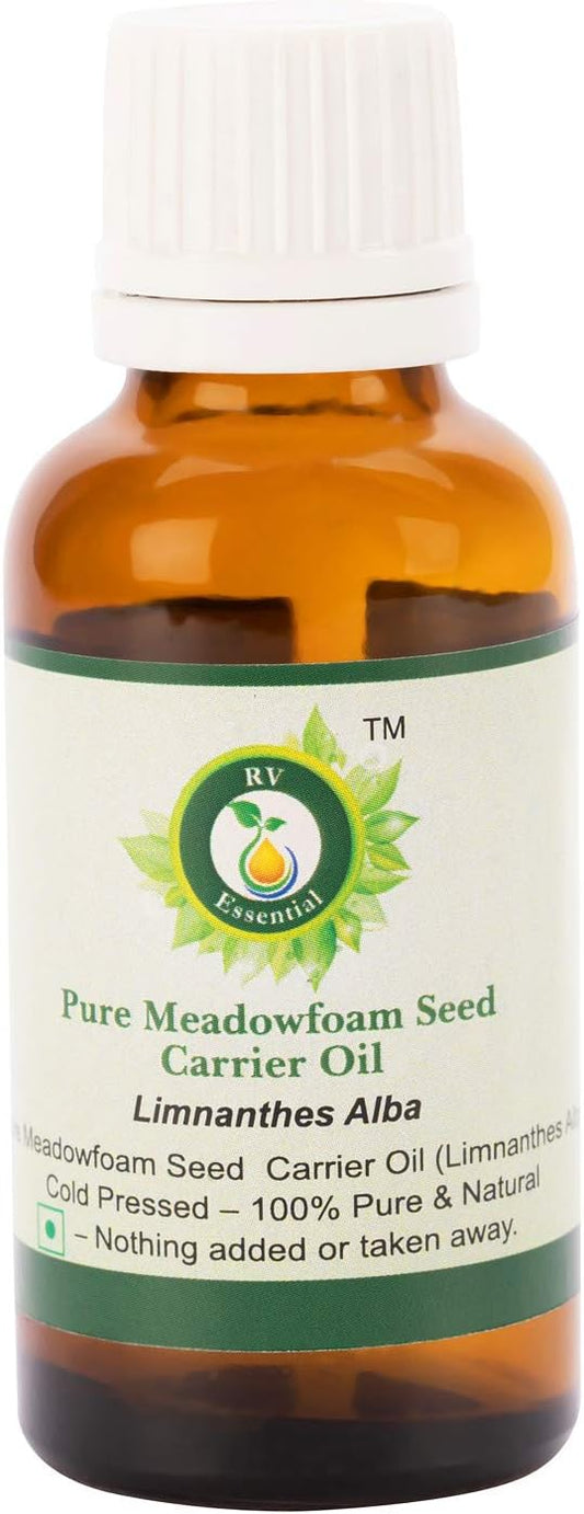 Meadowfoam Oil | Limnanthes Alba | Meadowfoam Seed Oil | Meadowfoam Carrier Oil | for Skin | for Hair | 100% Pure Natural | Cold Pressed Meadowfoam Oil | 10ml | 0.338oz by R V Essential