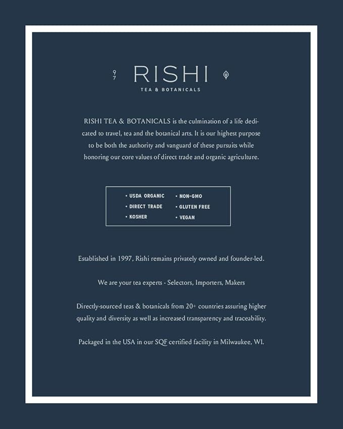 Rishi Tea Turmeric Ginger Herbal Tea - Organic Sachet Bags, Caffeine Free Ayurvedic Digestive Blend with Spicy Ginger & Citrus - 50 Count