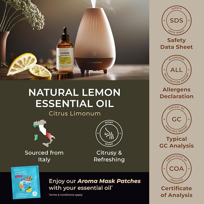 Gya Labs Lemon Essential Oil for Diffuser & Candle Making Scent - Huge 4 Fl Oz - 100% Pure Natural Lemon Oil for Skin, Cleaning, Refreshing Scent for Aromatherapy, DIY & Candle Making