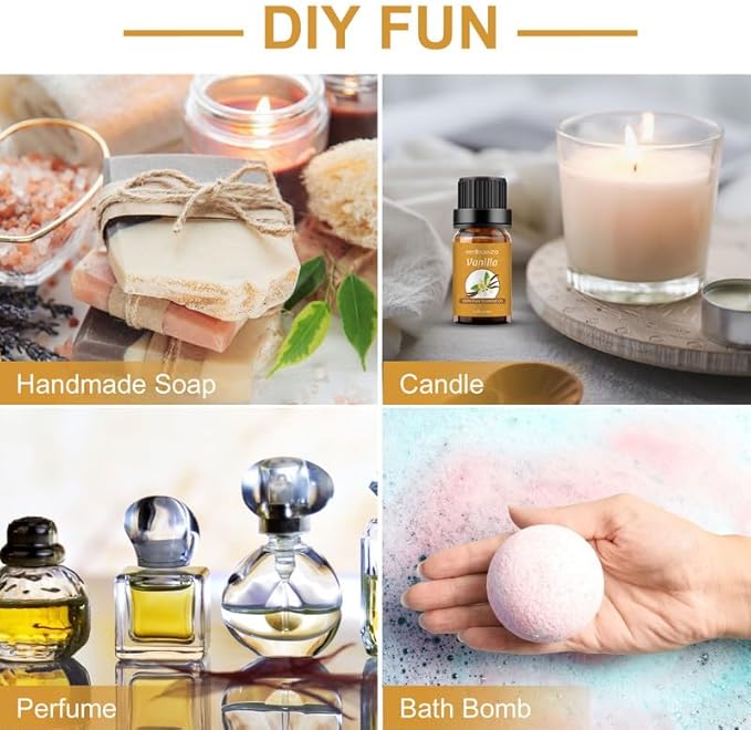 Sedbuwza Vanilla Peppermint Essential Oil Set, Vanilla Fragrance Oil Peppermint Scent Oil Set for Diffuser, Aromatherapy, Massage, Soap, Candle Making 2 x 10 ml