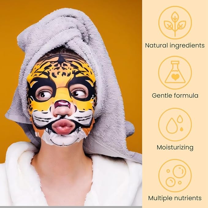 Kaely 6 Pack Animal Character Sheet Masks, Face Masks for Kids Teens Skin Care, Korean Soothe Facial Mask for All Skin Types, Girls Night Skincare Spa Party, Birthday Gifts for Women Men, Set04