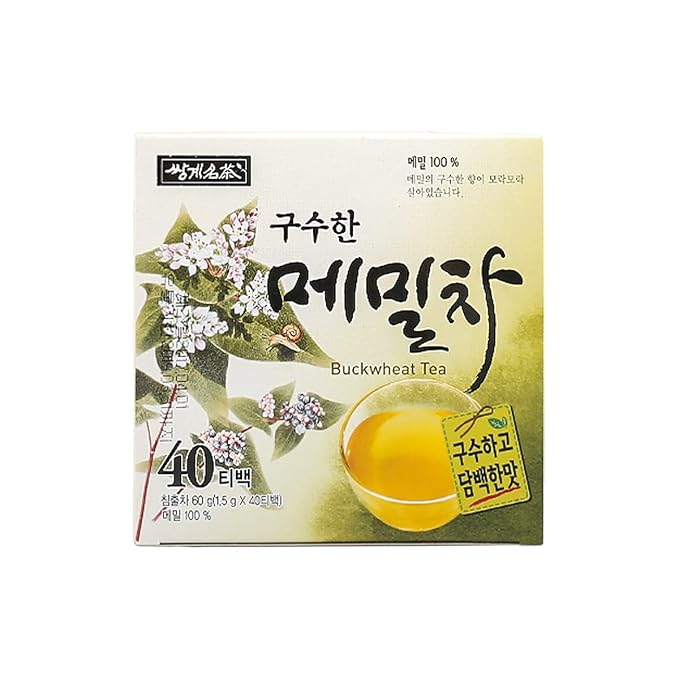 SSANGGYE Buckwheat Tea 1.5g x 40 Tea Bags Premium Herbal Tea Hot Cold Caffeine-free Herb Great Daily Drink and Gift Sobacha Memilcha そば茶 苦荞茶 4 Seasons Made in Korea