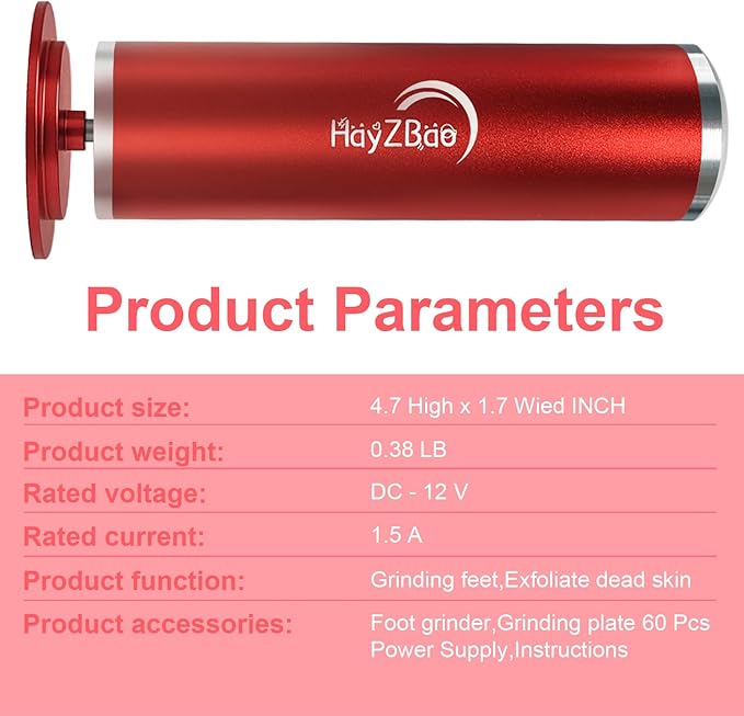 Electric Foot File - High Torque,Callus Remover for Feet,Adjustable Speed Foot File with 60 Pcs Sandpaper Discs,Professional Pedicure Tool for Dead Skin and Calluses (Red)