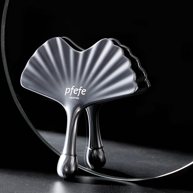 Stainless Steel Gua Sha & Face Roller, Ginkgo Gua Sha for Esthetician Supplies Women Gift, Skin Care Tool for Puffiness, Wrinkles, Dark Circles