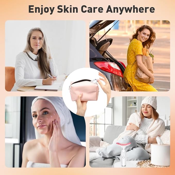 Facial Massager, 3 Modes Face Sculpting Tool, Vibrating Neck Face Massager with Thermals (Beige)