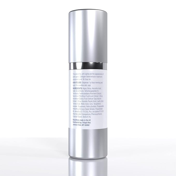 Trilipiderm Triple Vitamin C Serum W/Hyaluronic Acid & Encapsulating Gold, Skin Firming Moisturizer for Anti Aging Skincare Routine, Minimizes Fine Lines, Boost Collagen & Evens Skin Tone