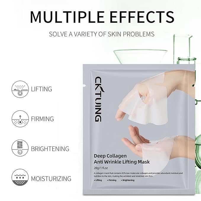 Deep Collagen Anti Wrinkle Lifting Face Mask - Collagen Overnight Face Mask, Bio-Collagen Real Deep Mask, Hydrating Overnight Collagen Face Mask for Lifting, Firming and Moisturizing (5pcs/1 Box)