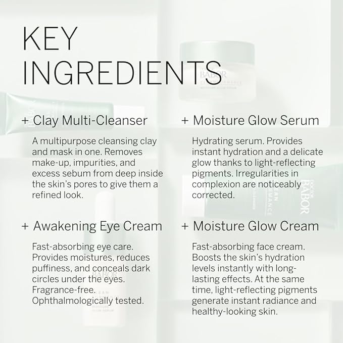 BABOR DOCTOR Cleanformance Pre & Probiotic Moisture Glow Routine Set, Moisture Glow Cream & Serum, Moisturizing Face Cream with Hyaluronic Acid & Vitamin E, Radiant Results Skincare Set