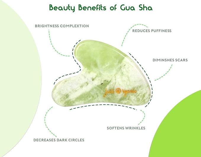Jade Roller & Gua Sha Set Facial Beauty Tools, Face Roller Skin Massager for Face, Neck and Eye Treatment Ice Roller for Skin Care Routine & Puffiness Relief (Green)