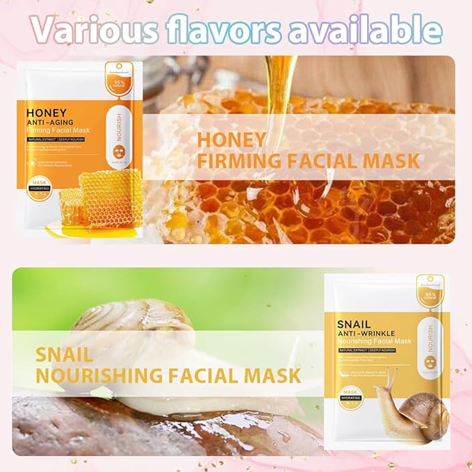Variety Sheet Face Sheet Mask Skincare,Hydrating Spa Face Mask For Sensitive Skin,Moisturize,Nourish for All Skin Types,Natural Skin Care Spa Face Mask for Women Men Girls,Pack of 10