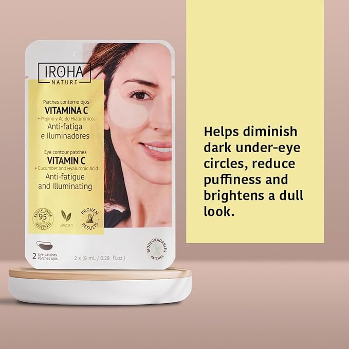 Vitamin C & Hyaluronic Acid Face Mask (5 Masks) + Eye Mask Patches with Vitamin C, Cucumber and Hyluronic Acid, Anti-Fatigue and Illuminating (5 Pairs)- Vegan, Korean Skin Care- Total Bundle 10 pieces