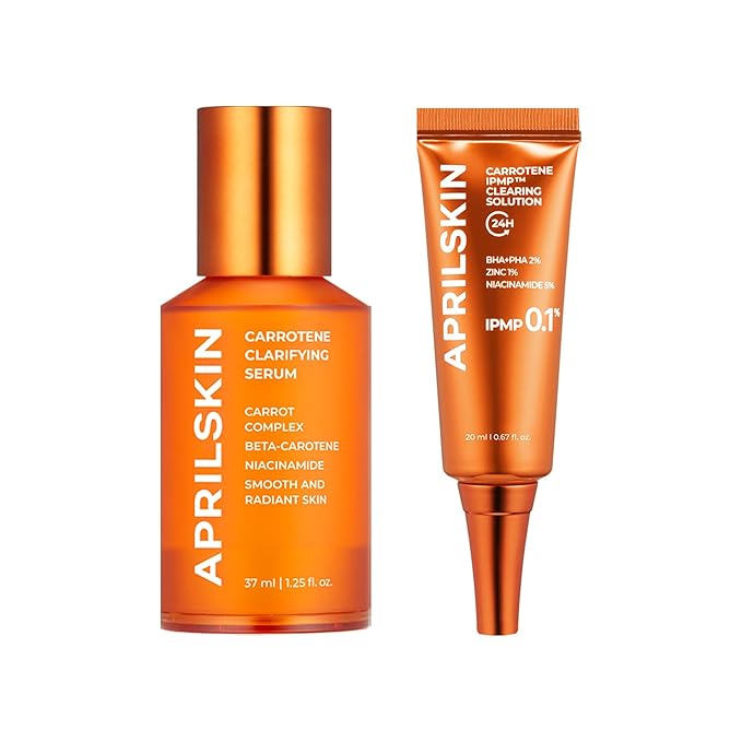 APRILSKIN Trouble Soothing duo: Carrotene IPMP™ Clearing Solution and Carrotene Clarifying Facial Serum