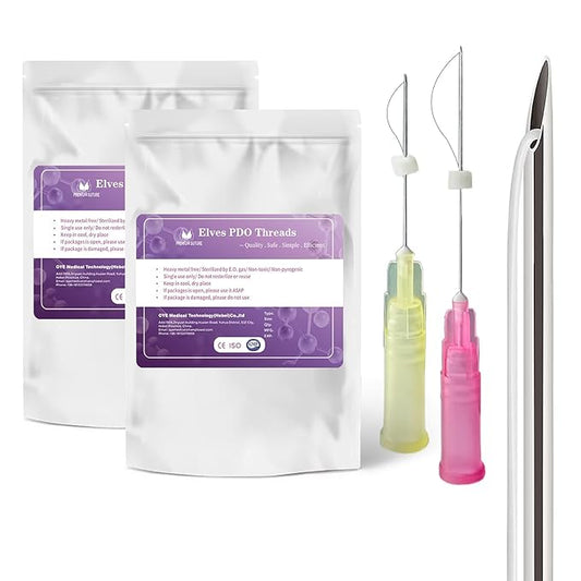 elves PCL Threads for Face Lift Mono Threads 26G60mm Pcl Smooth Threads Sharp Tip PCL Threads Mono 20Pcs Long-Lasting Skin Tightening Smoothing of Wrinkles