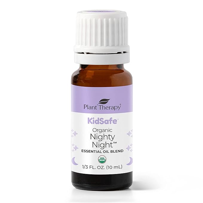 Plant Therapy KidSafe Organic Nighty Night Essential Oil Blend for Sleep 10 mL (1/3 oz) 100% Pure, Undiluted, Therapeutic Grade
