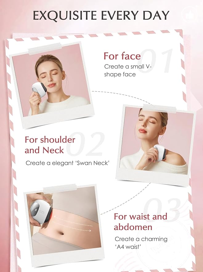 Gua Sha Facial Tools, Face Sculpting Tool Electric Face Massager with Heat & Vibration 5 Models, 1000mAh Battery Anti-Aging Device & EyeFace Puffiness & Wrinkles & FirmTighten - Gift for Women White