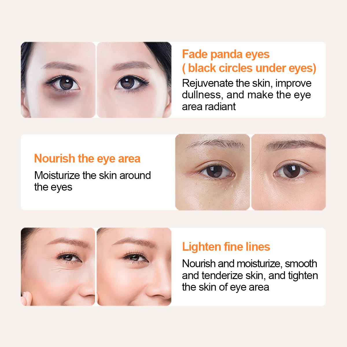 Vitamin C Under Eye Masks for Dark Circles, 6 Pairs Gel Crystal Eye Pads Under Eye Patches for Melanin, Hydrate Shiny Eye Skin, for Dark Circles, Bags, Fine Lines, Eye Tail Winkles (Orange)