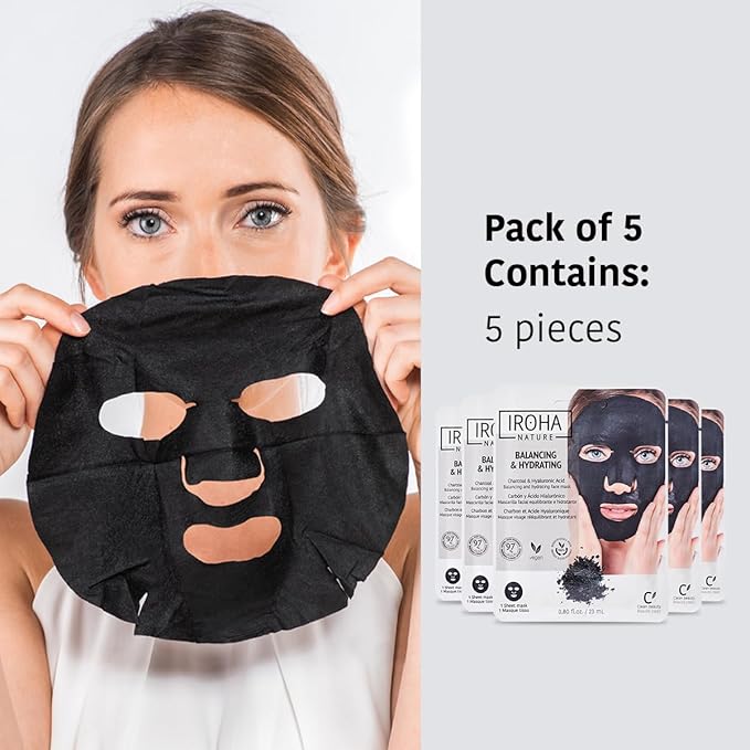 Face Mask for Skin Care with Activated Charcoal - Pack of 5 pieces