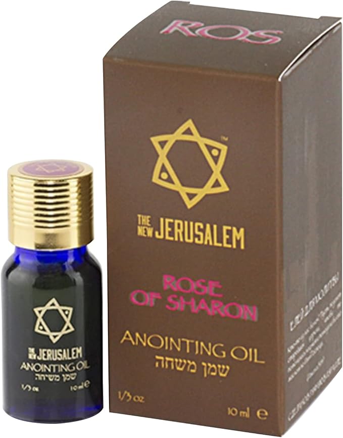 Rose of Sharon' Anointing Oil Hand-Crafted in The Messiah's Holy Land - Pure Natural Ingredients, Extra Virgin Olive Oil & Essential Oil - for Temple Incense, Ceremony, Spiritual Use - 0.34 Fl Oz