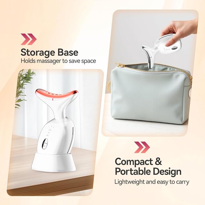 Facial Massager, Red-Light-Therapy Face & Neck Massage Gun, 7 Color, 3 Modes for Skin Care, Face Sculpting Tool