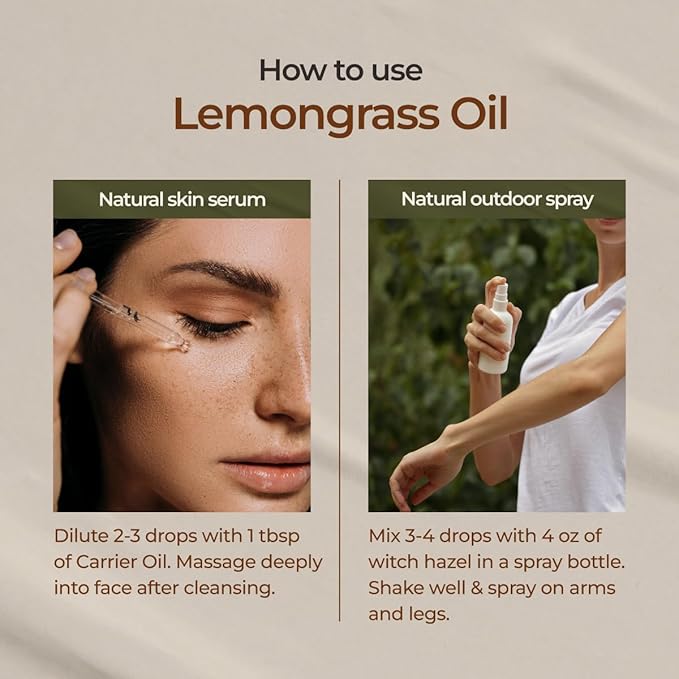 Gya Labs Lemongrass Essential Oil for Diffuser - 0.34 Fl Oz - 100% Pure Natural Lemongrass Oil for Hair, Skin, Herbaceous, Candle Making - Earthy & Zesty Scent