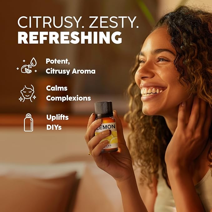 Kukka Lemon Essential Oil for Skin, Diffuser & DIY - 0.34 Fl Oz - 100% Pure Natural, Fresh Lemon Scent, for Cleaningï¼ŒAromatherapy,Candles,Soap Making Scent DIY