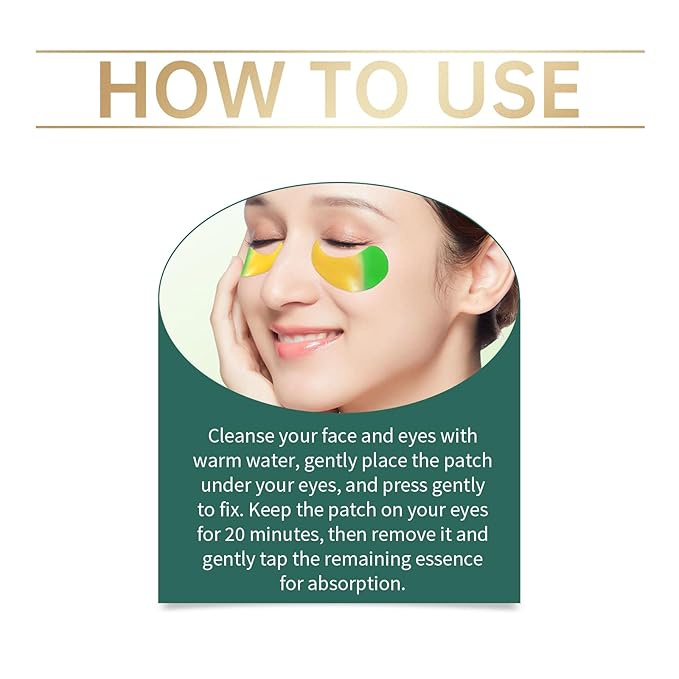 Under Eye Masks，Golden Cucumber Eye Mask 60 Tablets Set，Eye Mask for Fine Lines, Wrinkles, Dark Circles and Eye Puffiness，Suitable for Both Men and Women，5.64 OZ