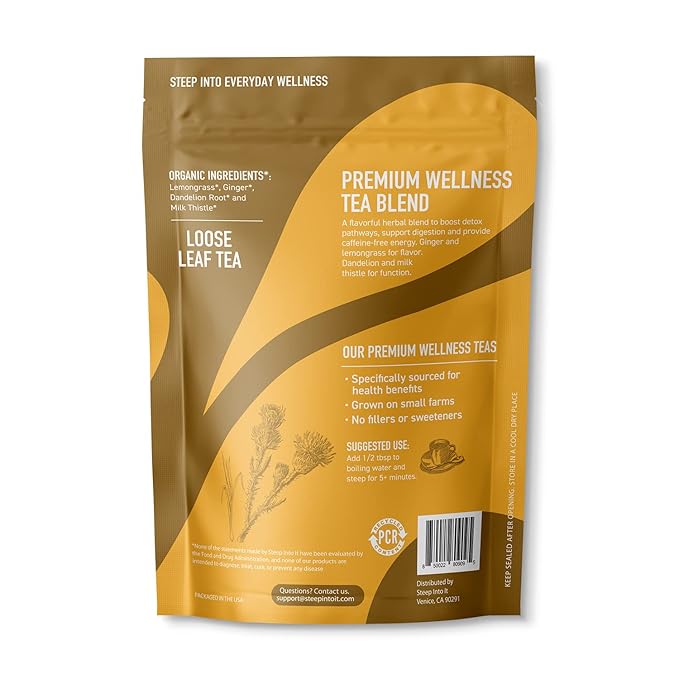 Organic Liver Detox Tea - Caffeine Free Skinny Tea - Herbal Slimming and Digestive Tea with Dandelion Root and Lemongrass - Daily Detox tea by Steep Into It (3.5 Ounce)