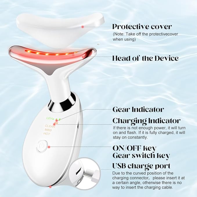 Neck Face Massager Face Sculpting Tool 3 Colour Modes and Vibration for Facial Massager for Double Chin